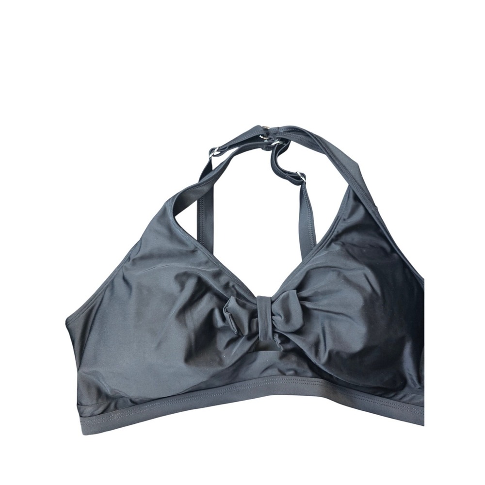 Hanna‎ Nikole Bikini Swim Top 22 Womens Plus Size Black Padded Adjustable Straps